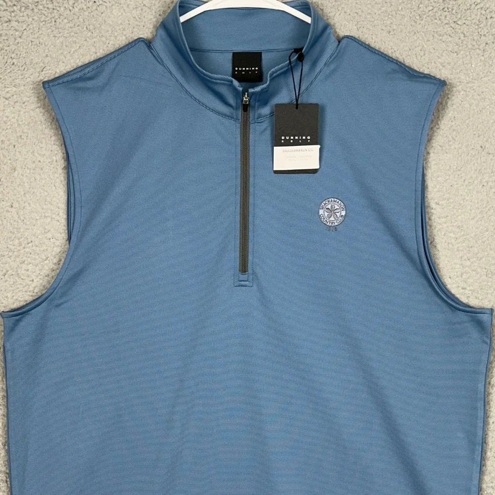 NEW Dunning Golf Vest Mens Large Blue Quarter Zip Pullover Performance Stretch